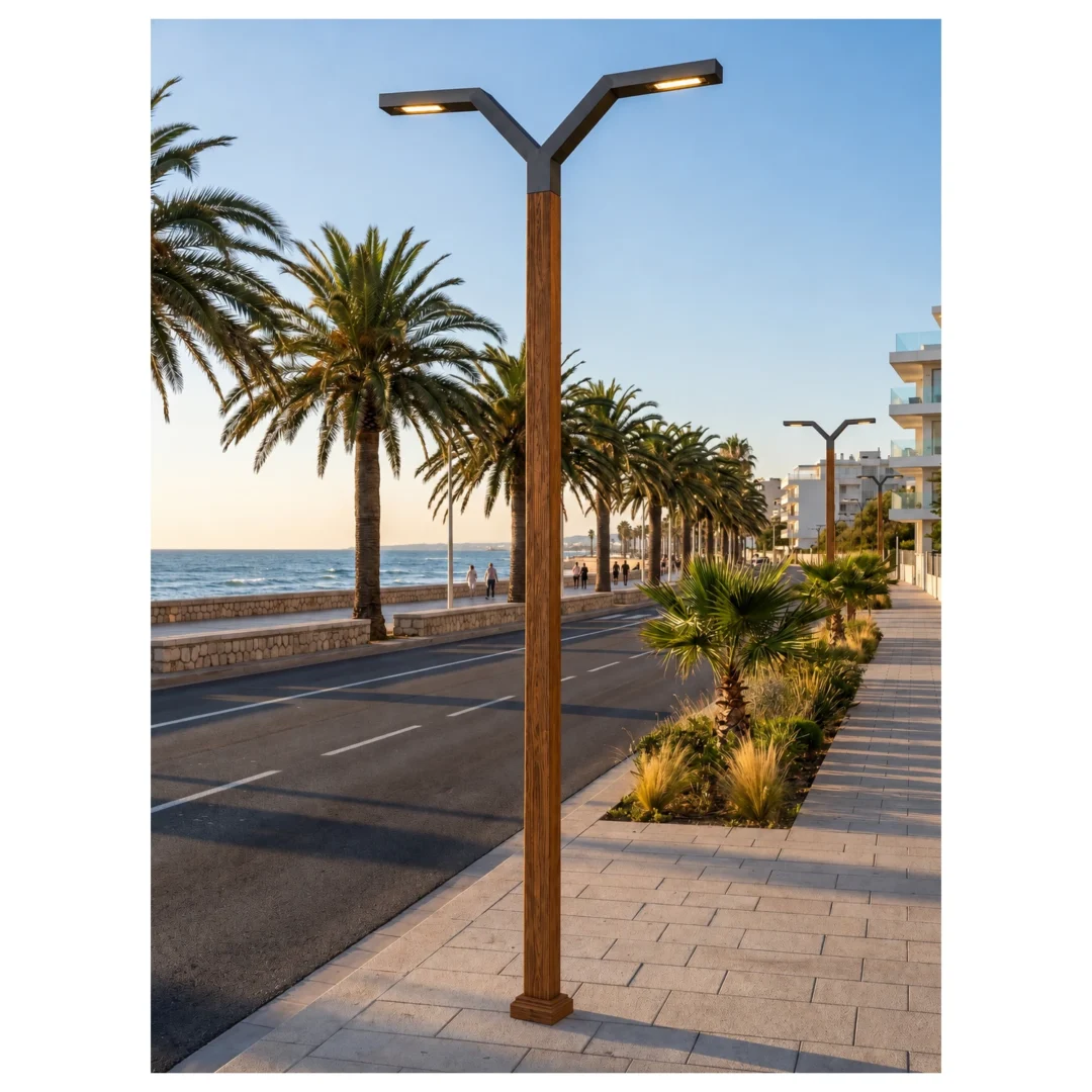 Aethel Saturn urban lighting pole ART-1911 on coastal avenue