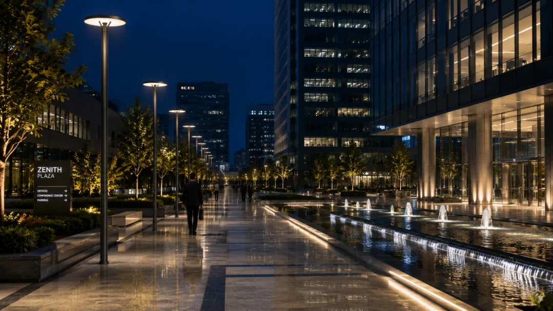 Andriake urban lighting pole ART-1345 in business district plaza lighting application