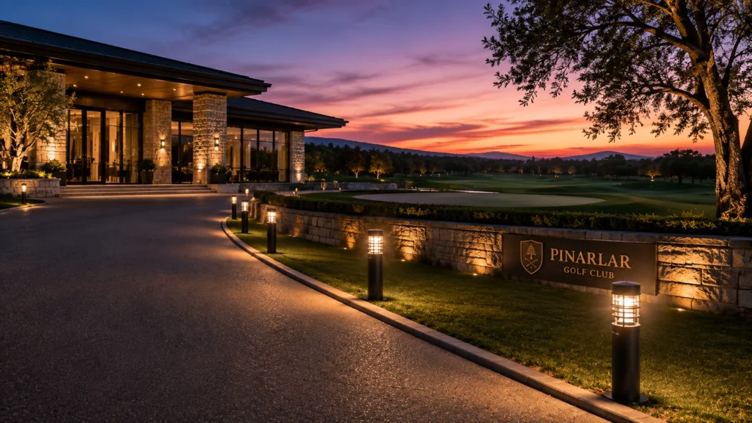 Anemurium bollard light ART-1526 at golf club entrance lighting application