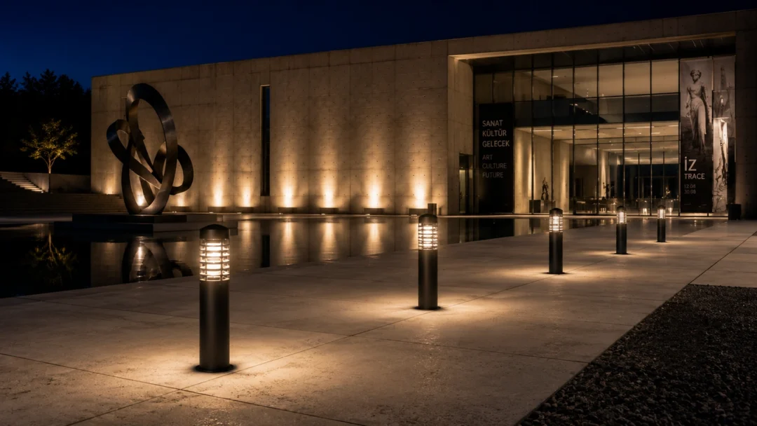 Aphrodisias bollard light ART-1516 in museum courtyard lighting application