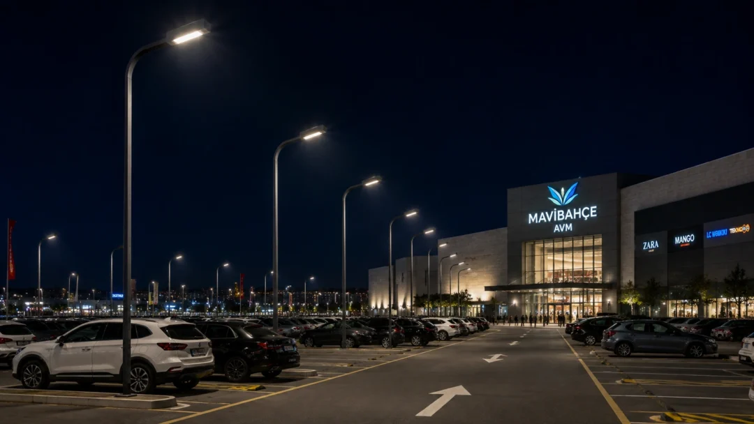 Aspendos urban lighting pole ART-1324 in shopping mall car park lighting application