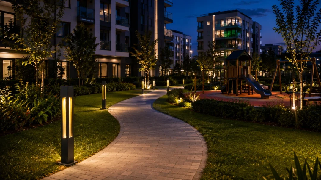 Didyma bollard light ART-1532 in residential complex garden lighting application