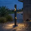 Ephesus Bollard Light - ART 1903, black cylindrical outdoor LED garden pathway luminaire with diagonal light cutouts