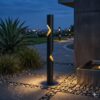 Ephesus Bollard Light - ART 1903, black cylindrical outdoor LED garden pathway luminaire with diagonal light cutouts