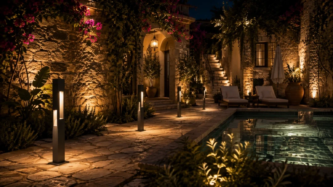 Hierapolis bollard light ART-1538 in boutique hotel garden lighting application