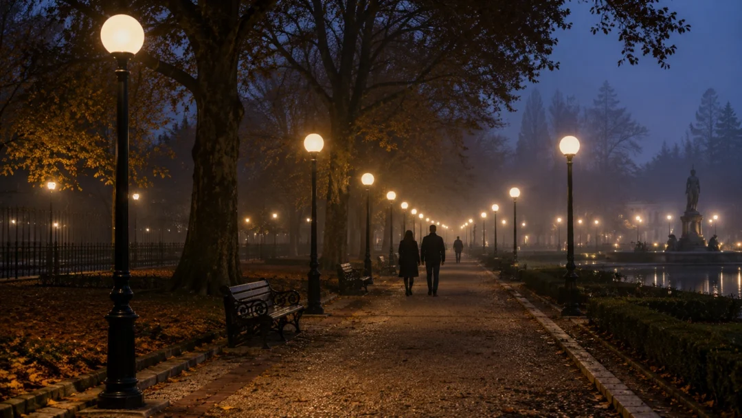 Korykos urban lighting pole ART-1335 in classic park promenade lighting application