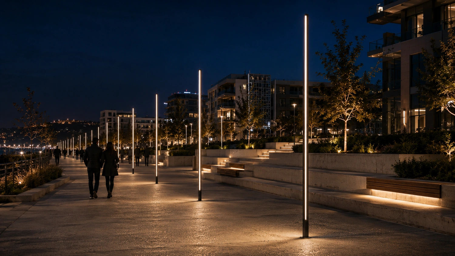 Artay Kyaneai ART-1359 urban lighting pole on a pedestrian promenade