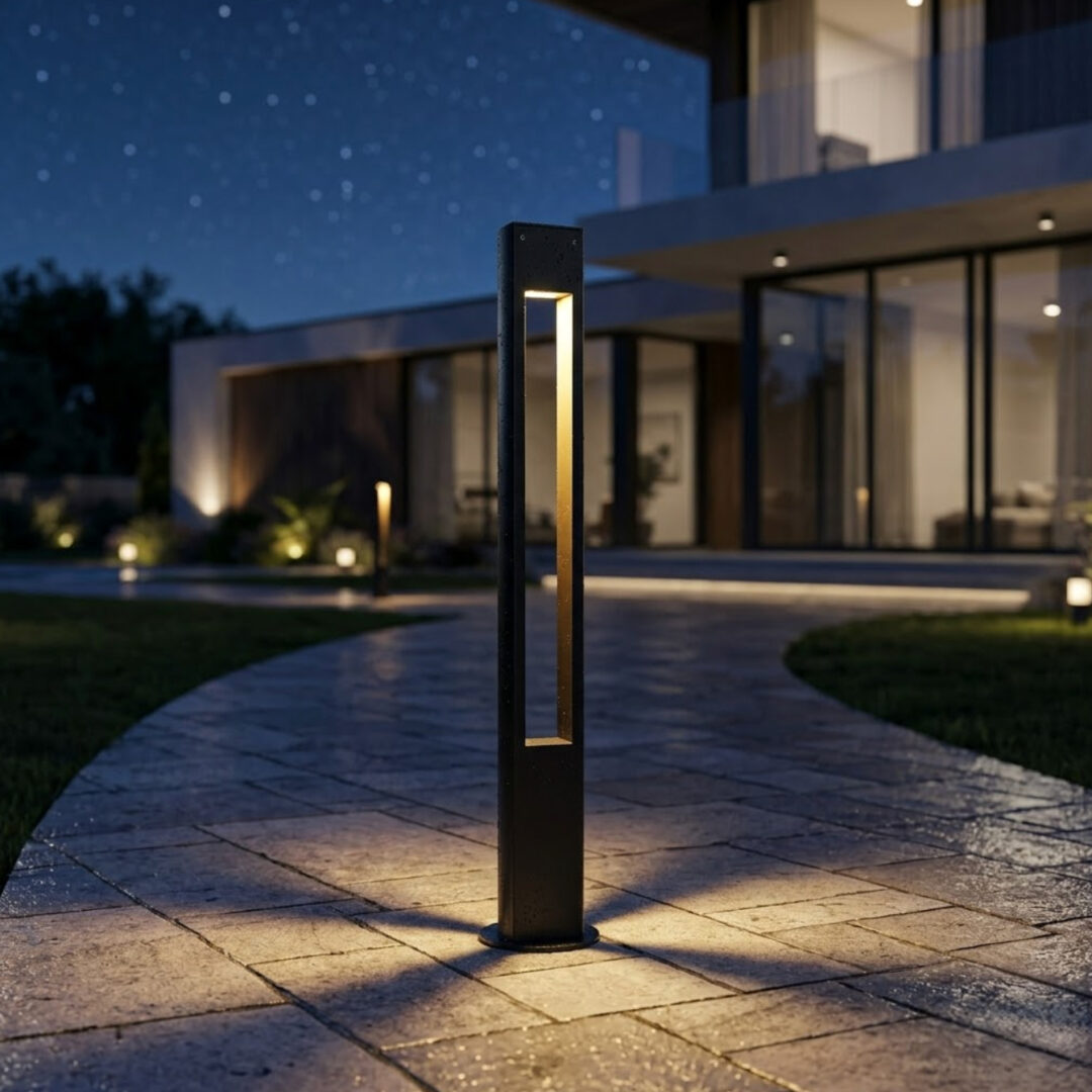 Modern Decorative Urban Bollard Pisa Bollard Lights - ART 1907, architectural square LED pathway light with vertical slit design, made in Turkey