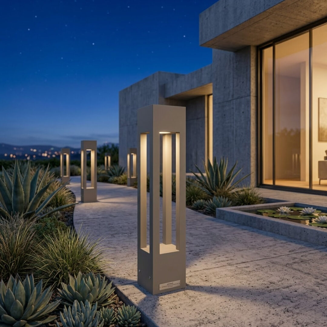 Modern Decorative Urban Bollard Monument Square Light - ART 1904, architectural square LED garden light with opal diffuser for pathway illumination