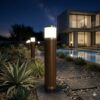 Modern Urban Bollard Wood Round Light - ART 1902, cylindrical outdoor LED garden lighting luminaire with wood-effect