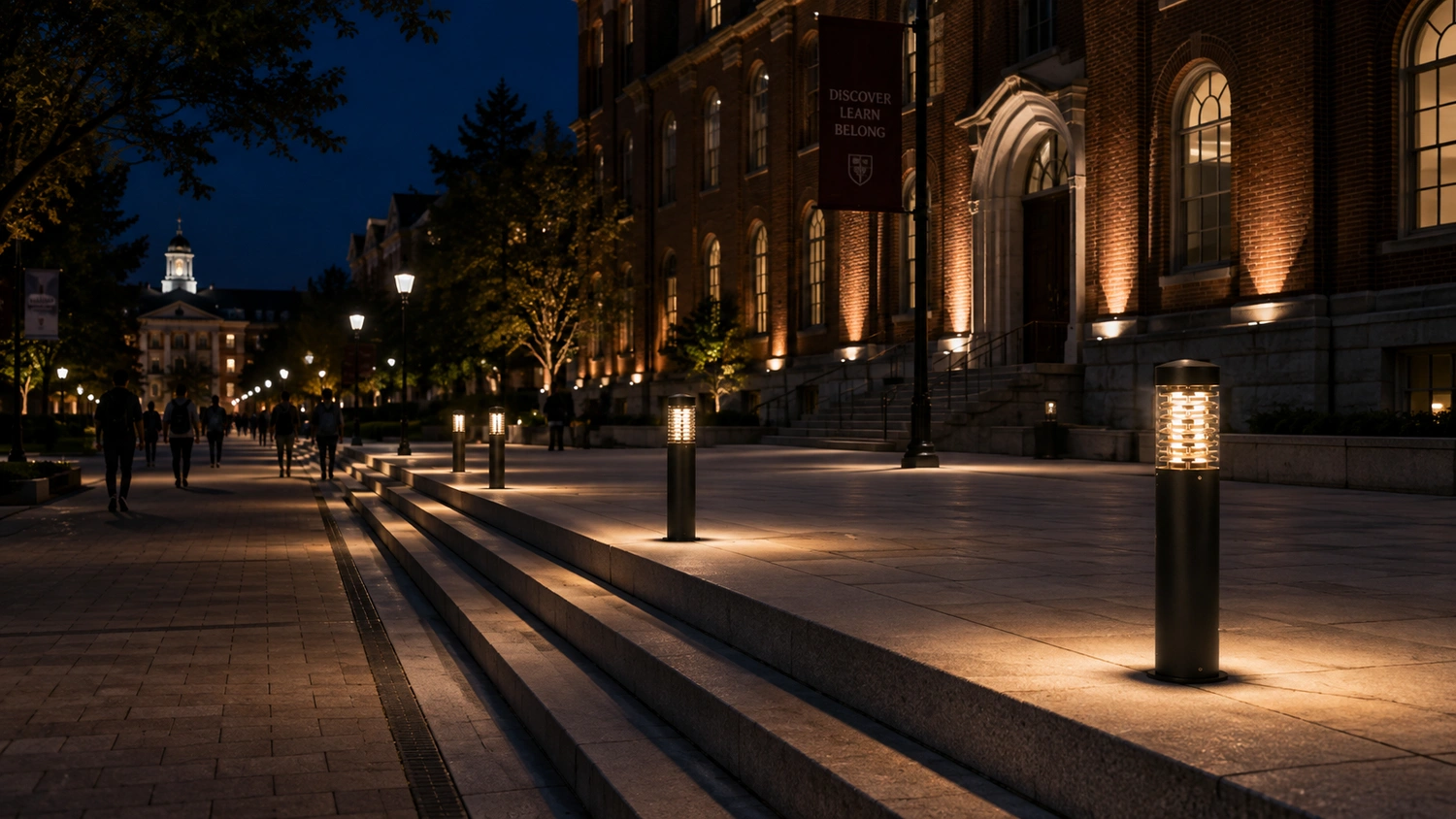 olympos-moderne-urban-bollard-art-1515-application-area Olympos bollard light ART 1515 — Artay aluminium LED bollard, installed on site