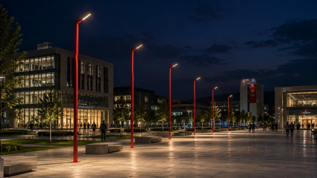 Pinara urban lighting pole ART-1315 in university campus square lighting application
