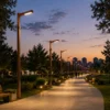 Vintage Classic Dual urban lighting pole ART-1314 in city park promenade lighting application