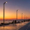 Tralleis urban lighting pole ART-1317 in seaside boulevard lighting application