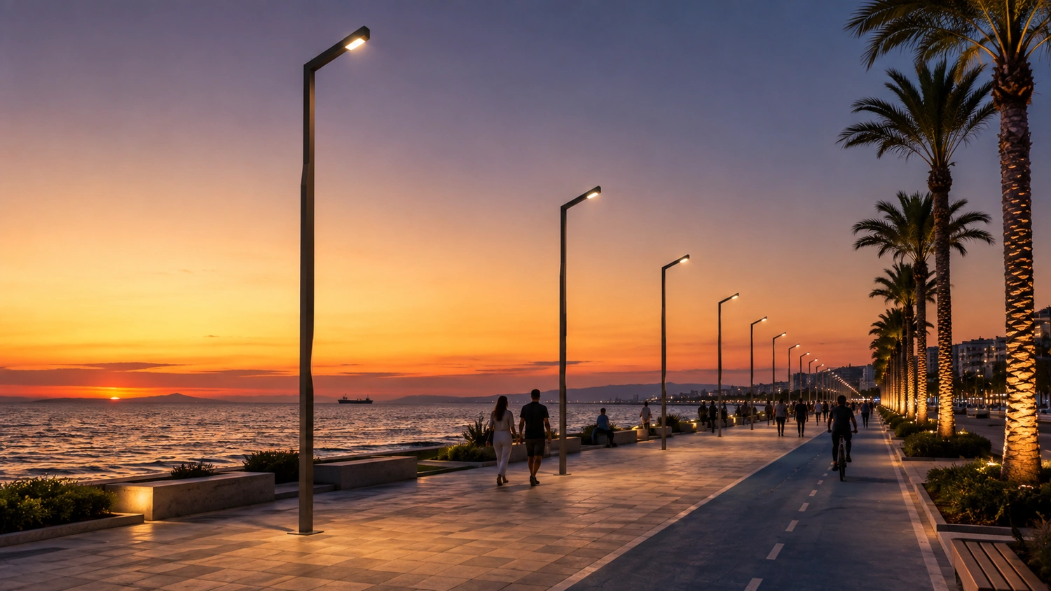 Tralleis Urban Lighting Pole ART-1317 - Seaside Boulevard Application Tralleis urban lighting pole ART-1317 in seaside boulevard lighting application