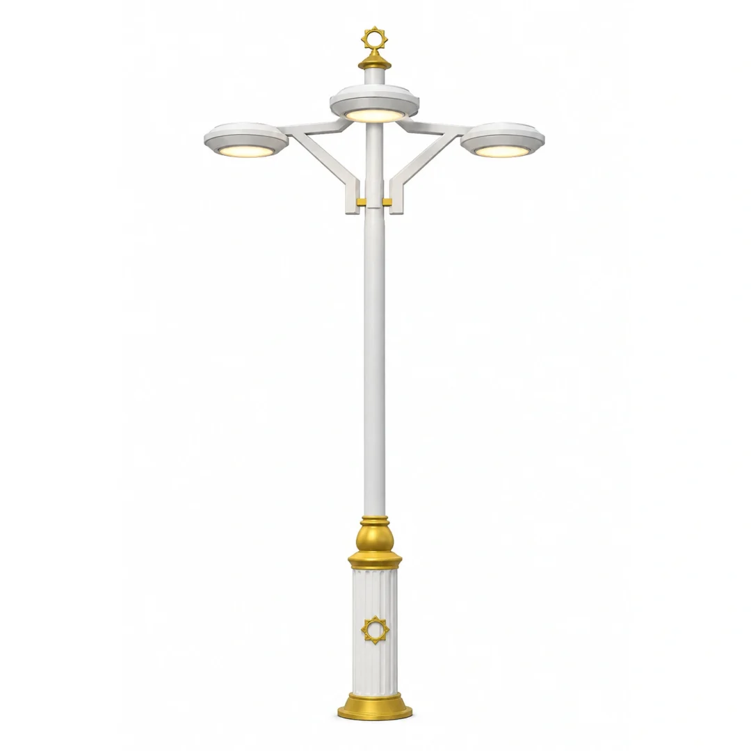 UFO modern decorative urban lighting pole ART-1321 with four disc luminaires