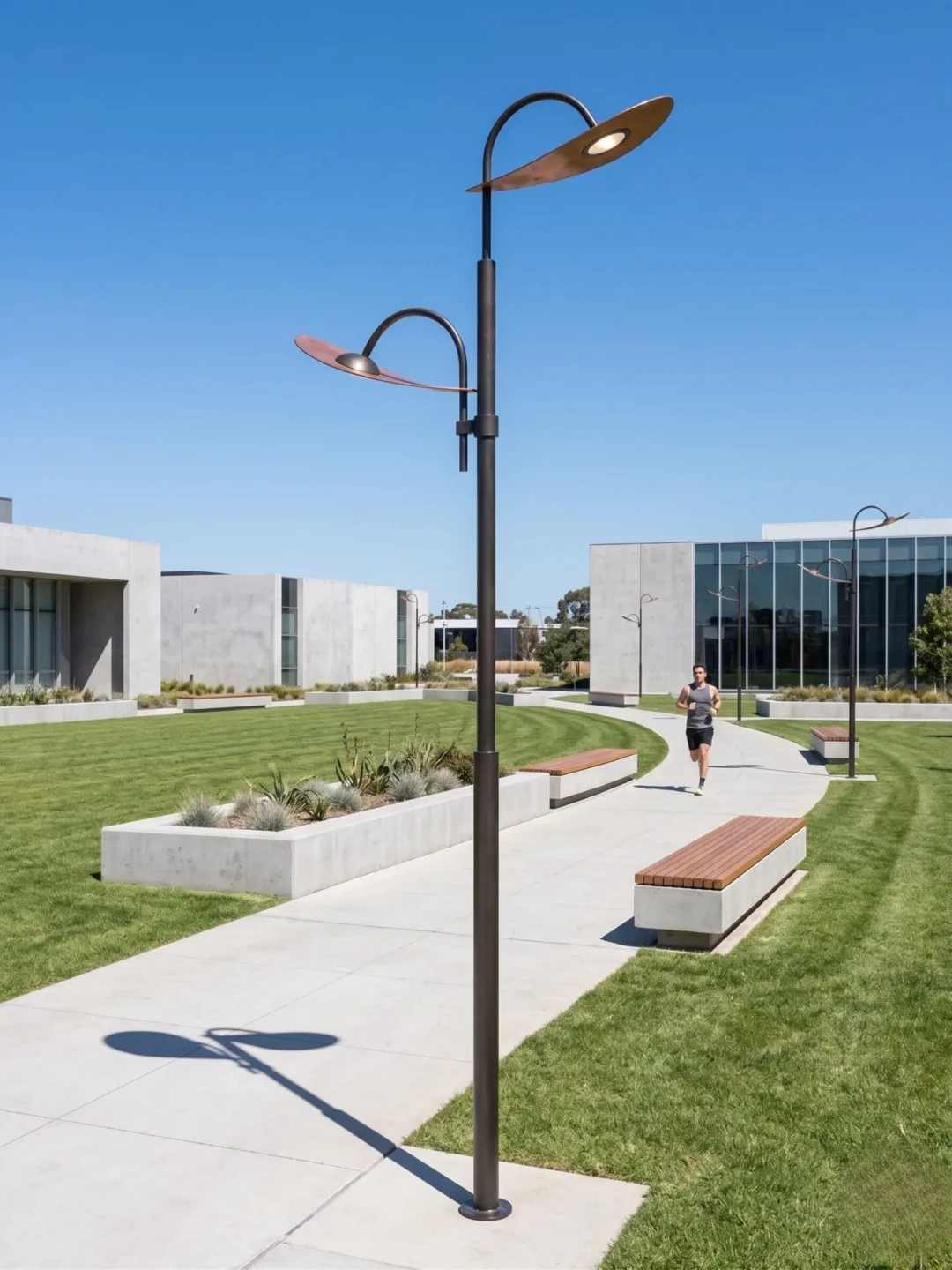 Urban lighting pole ART-1128 in campus walkway lighting application