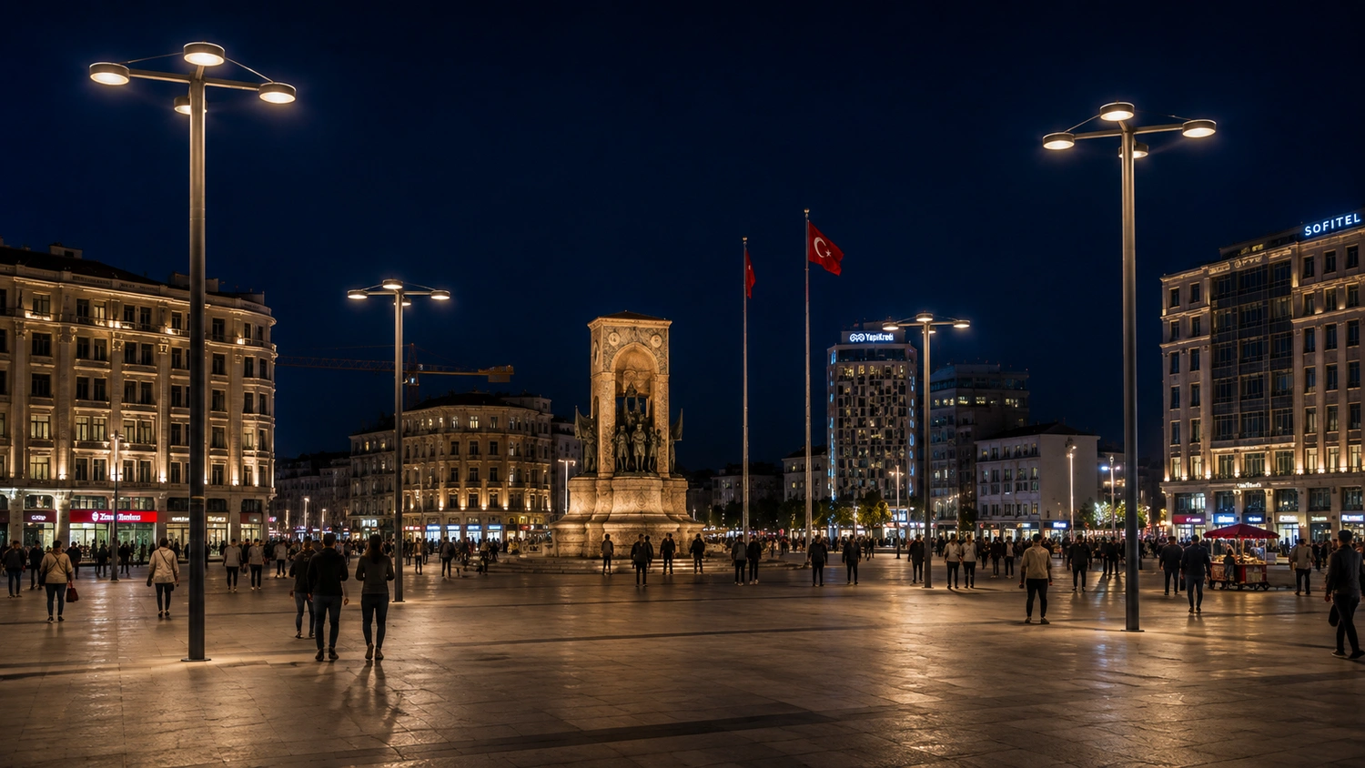 Artay Zeugma ART-1362 urban lighting poles installed on a city main square